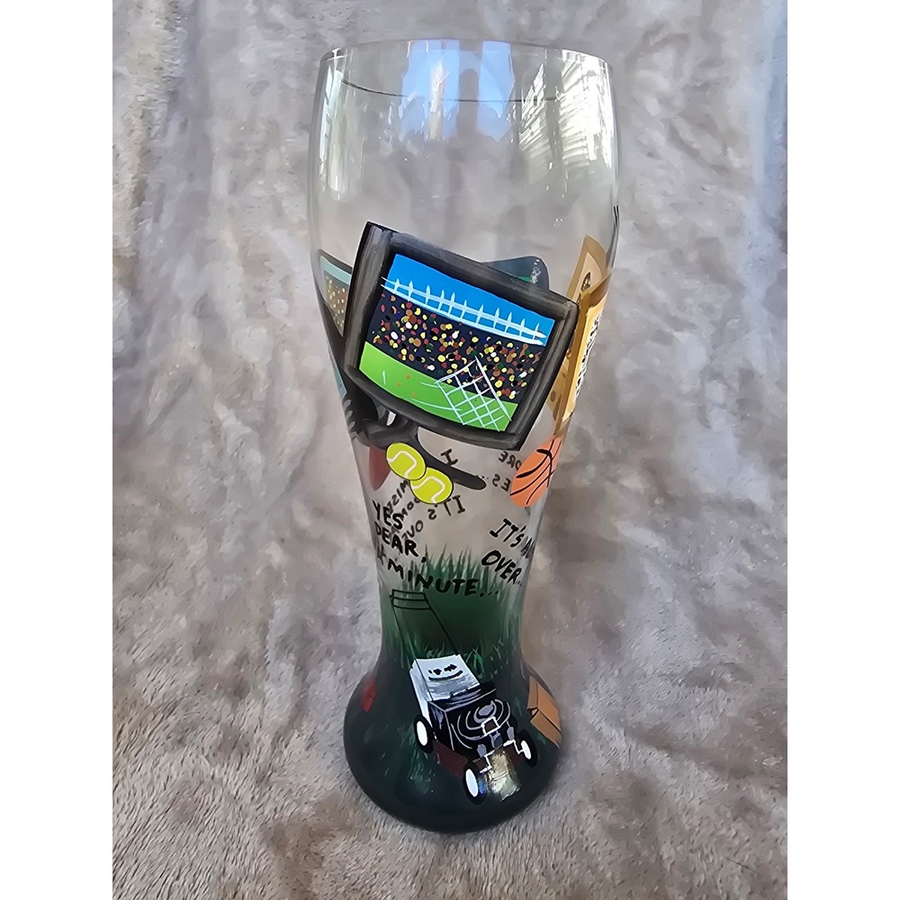 Lolita After the Game Sports Hand Painted Pilsner Beer Glass 22oz Football Golf
